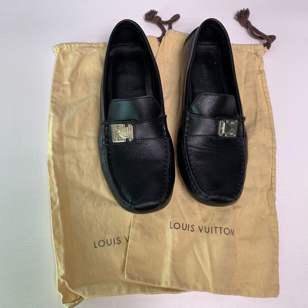 Louis Vuitton Black Leather Driving Loafers